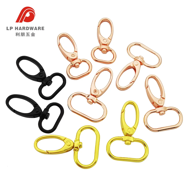 Factory price alloy hardware accessories black rose gold  swivel metal snap hook buckle for bags