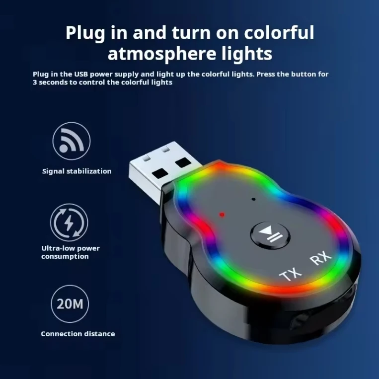 Автомобильный компьютер ТВ 2-в-1 USB BT приемник гарнитура ручка передатчик с атмосферным светом 3 5 мм Универсальный