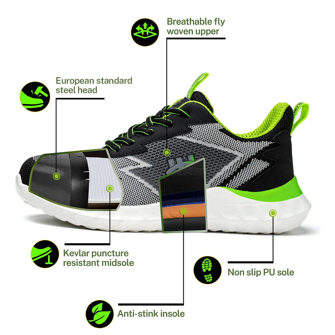 2024 New spring anti puncture anti smashing fashionable breathable safety shoes for men  women