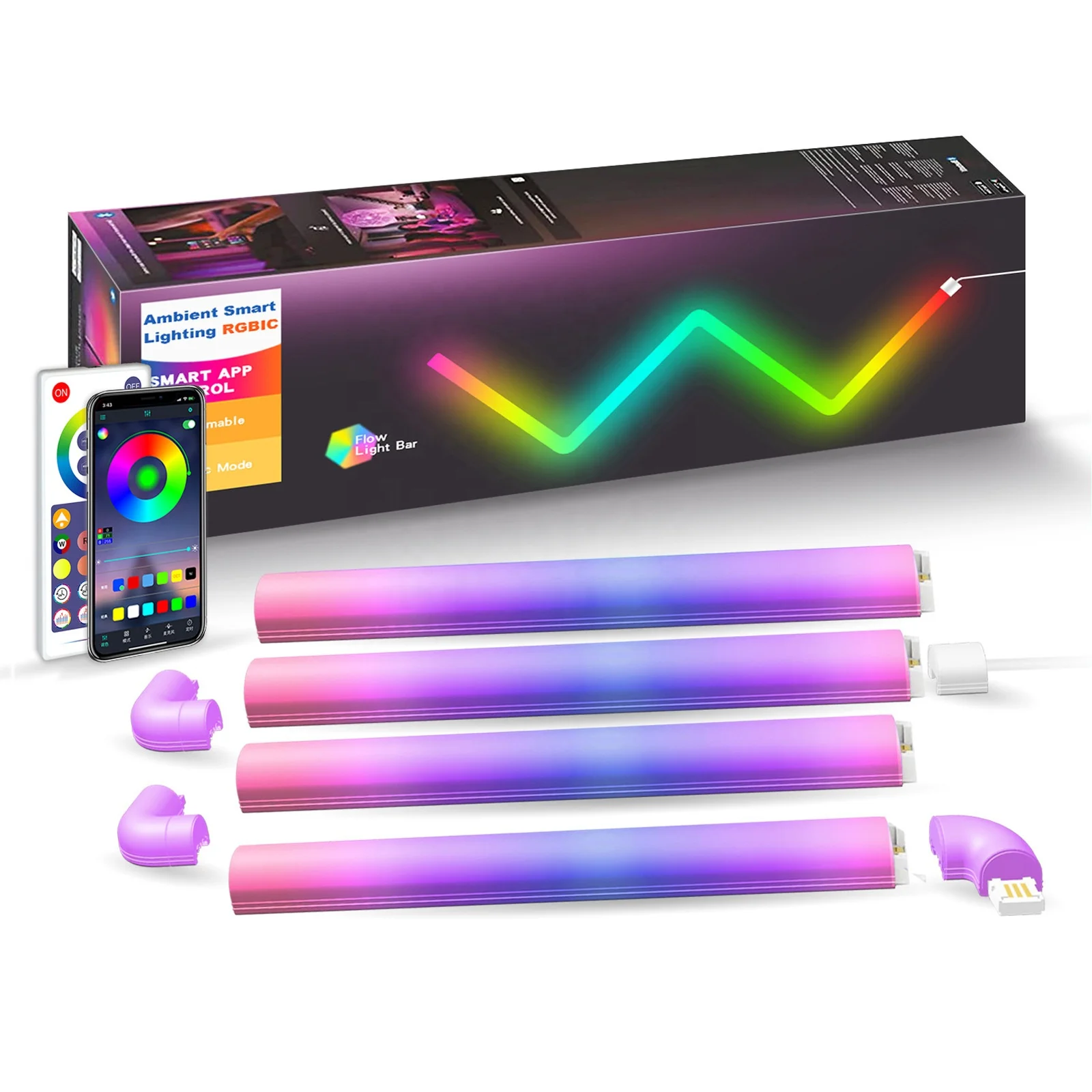 Smart Home Light App Controlled BT Tuya Lively Rgbic 7 Segmented Glide Rgb Led Gaming Studio Wall Light Bar For Streaming Rhythm