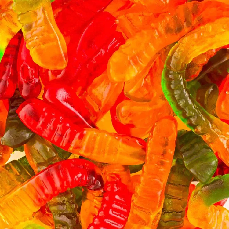 Amos Wholesale Custom Halal Sweet Jelly Fruity Worm Shape Candy Gummy