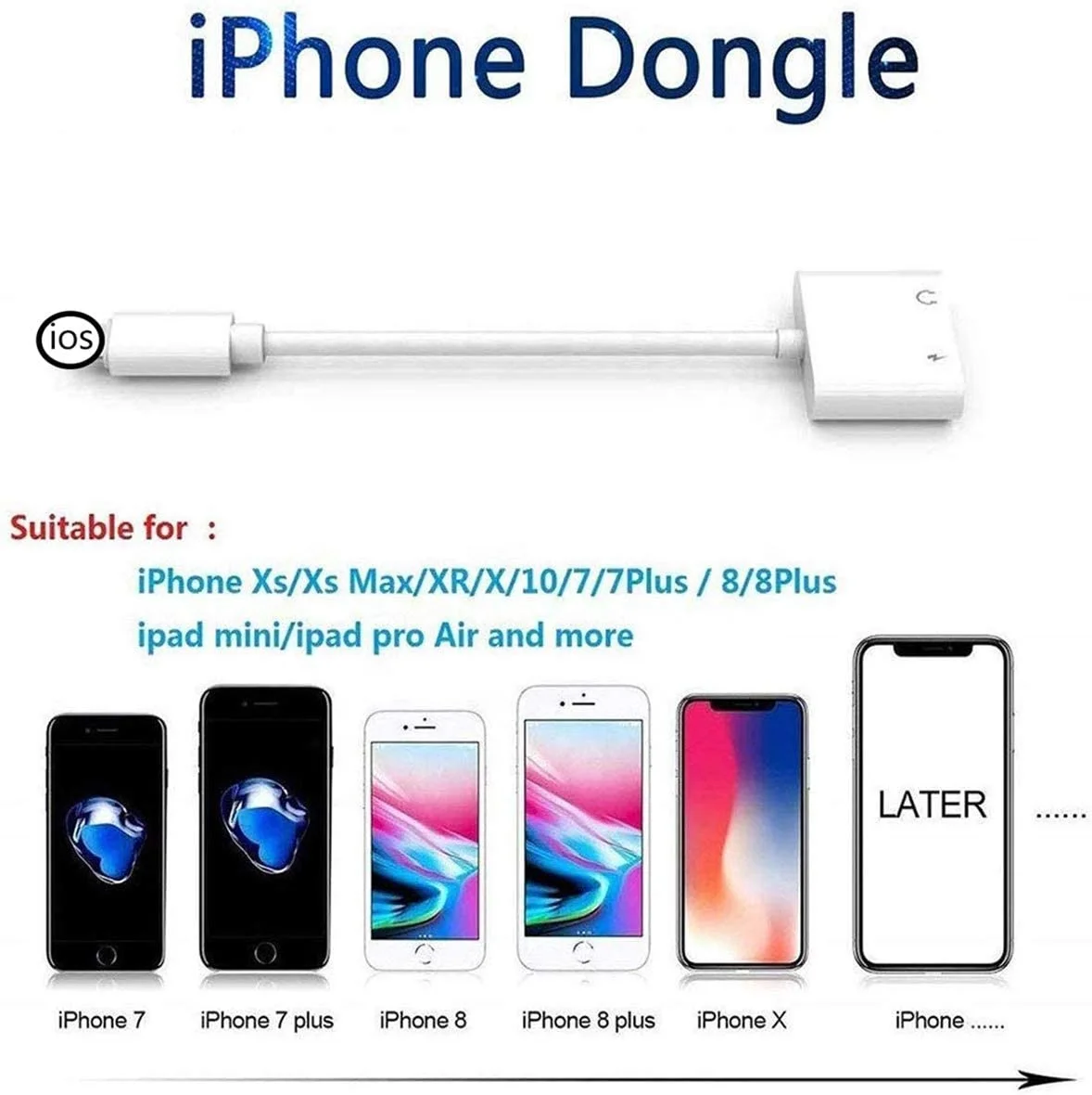8 Pin Light ning AUX Audio 3.5 mm Jack and Charging Adapter for iPhone and iPad series (With Calling Function)