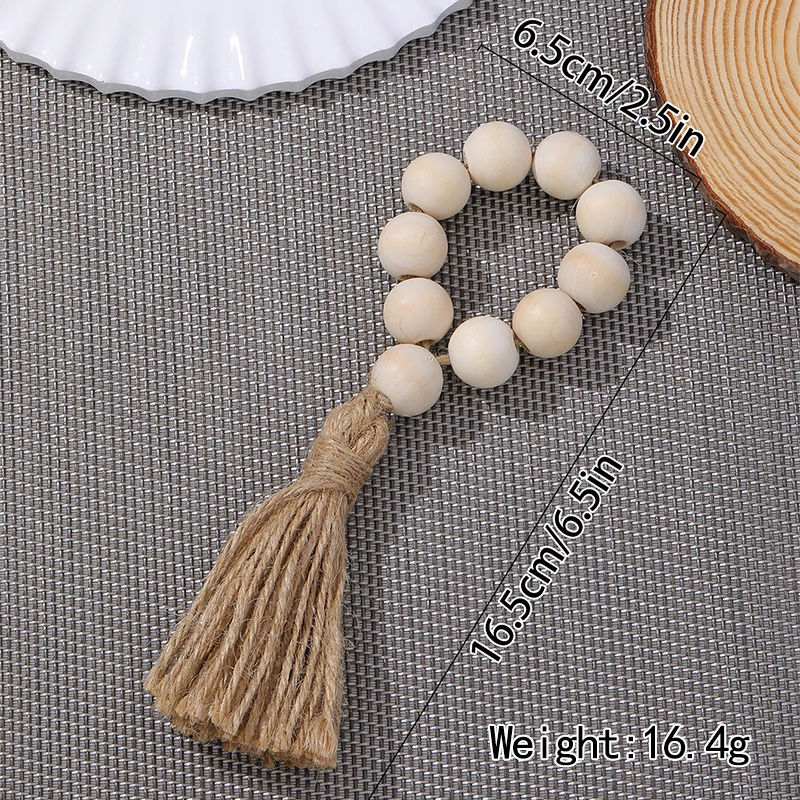 Wood Bead Napkin Ring Wedding Party Boho Napkin Rings Dining Table Accessories 2023 Tassel Pendant Trendy Bohemian 1 Pc/opp Bag