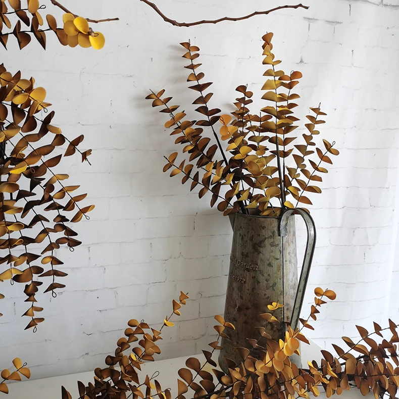 Fall decor artificial flower yellow eucalyptus leaves pick for home decoration thanksgiving decorations