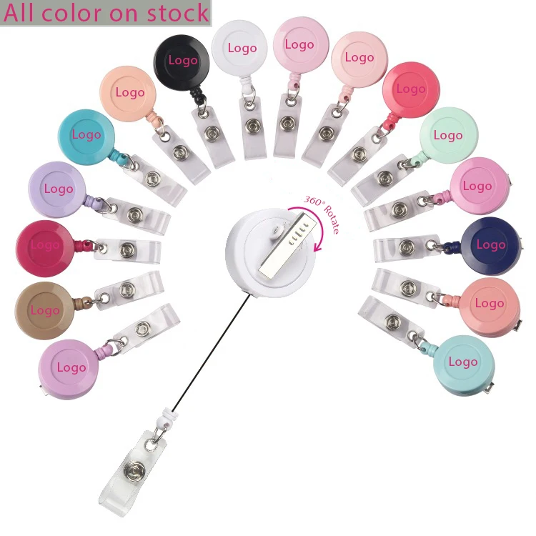 Wholesale custom 360 Rotate Plastic Retractable Yoyo Name Card Reel resin ID Badge Holder with Metal Alligator Clip accessories