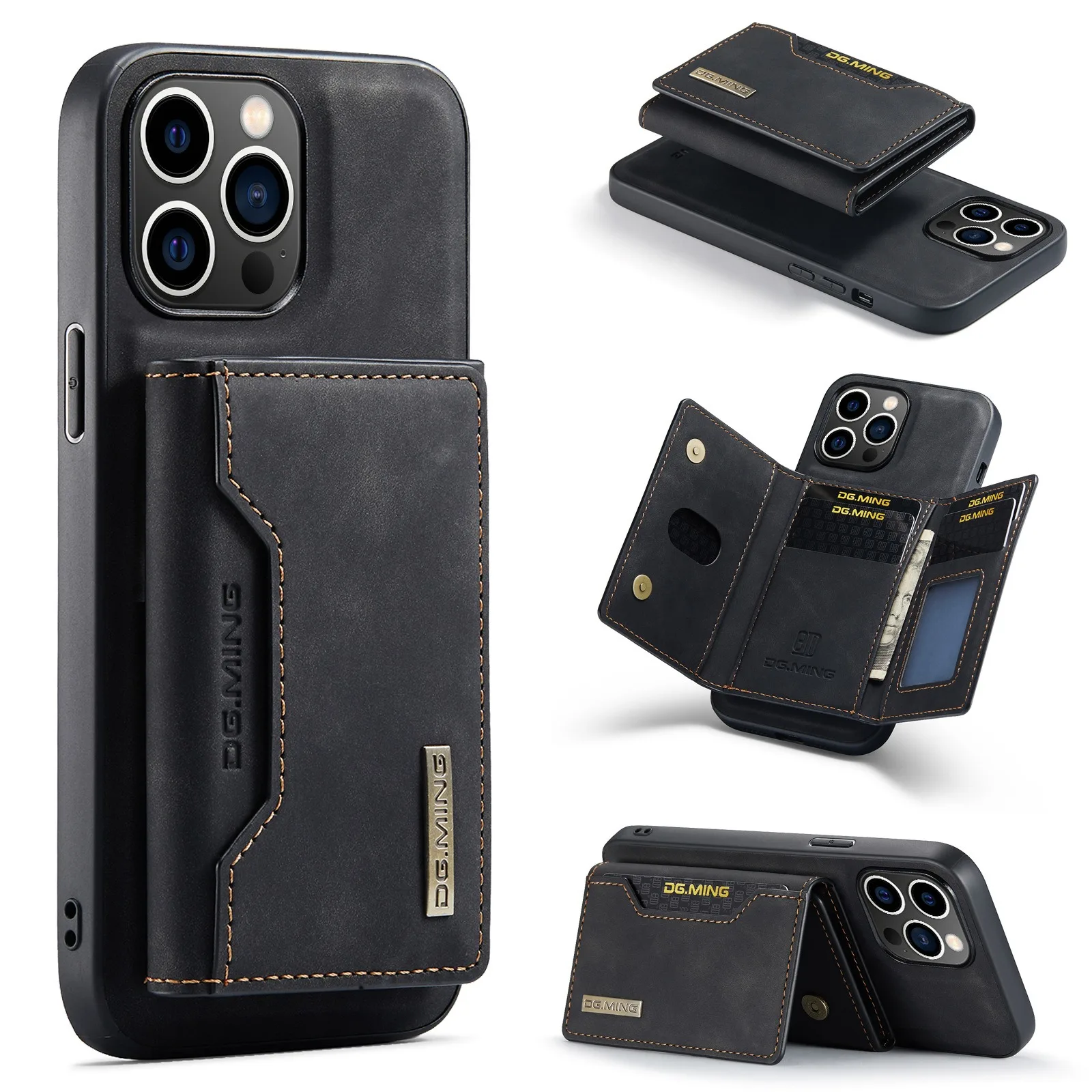 Bagsplaza Mobile Phone Accessories Mobile Phone Cases for iPhone13  2 In 1 Magnet Wallet Card Leather Case