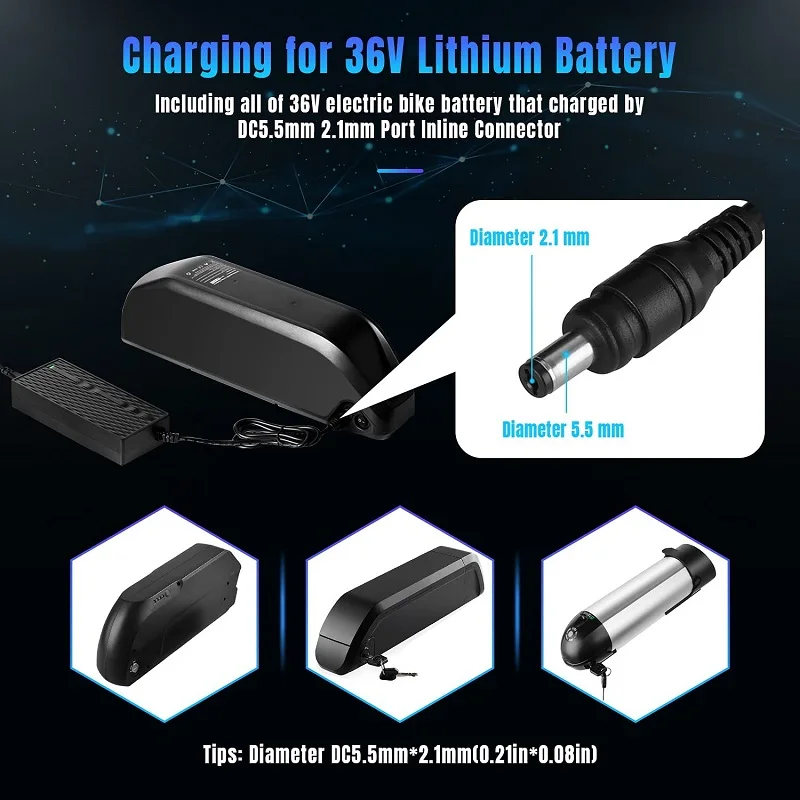 Зарядное устройство для электровелосипеда, мотоцикла, скутера, литий-ионного аккумулятора, 54,6 в, 2 А, 48 В