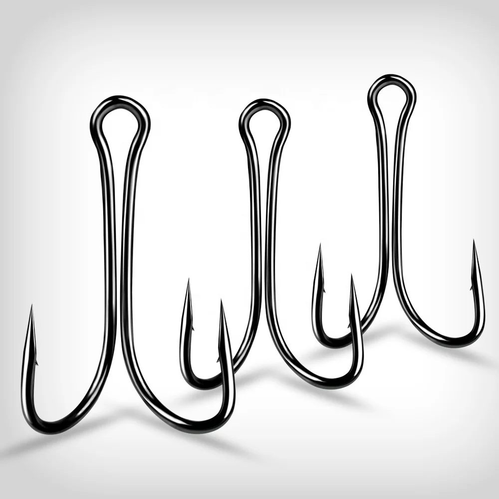 Double Fish Hooks 1#-6# 1/0#-4/0# Fishing Double Hook Black  High Carbon Fishing Hook