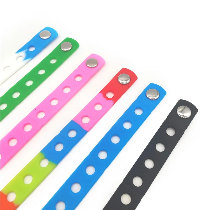 18cm custom multicolor soft rubber silicone wristband colorful silicone bracelet with holes for wholesale Via DHL/Fedex