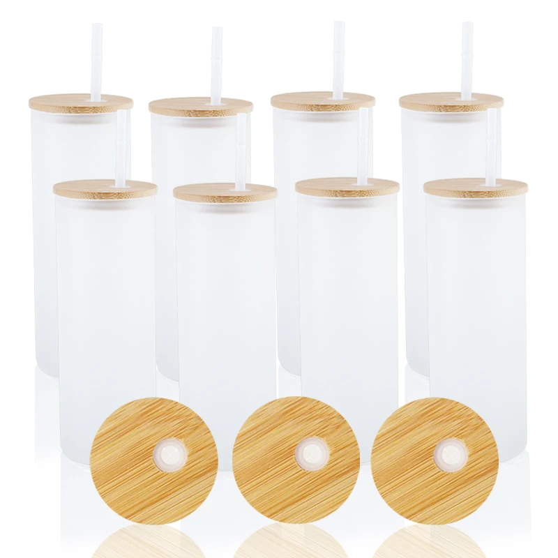 12Oz 25 Oz 30 Oz 300Ml Laser Gradient 16 Oz Sublimation Skinny Pastel Round Color Double Glass Coffee Mug Tumbler With Wood Top