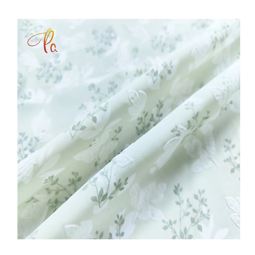 Custom 3D Floral Printed Chiffon Woven 95 GSM Jacquard Chiffon Fabric For Women Clothes