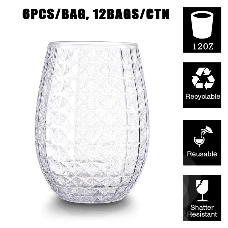 New Designing 12 OZ Stemless Wine Globets Plastic Cups Disposable Cups For Christmas holiday birthday wedding