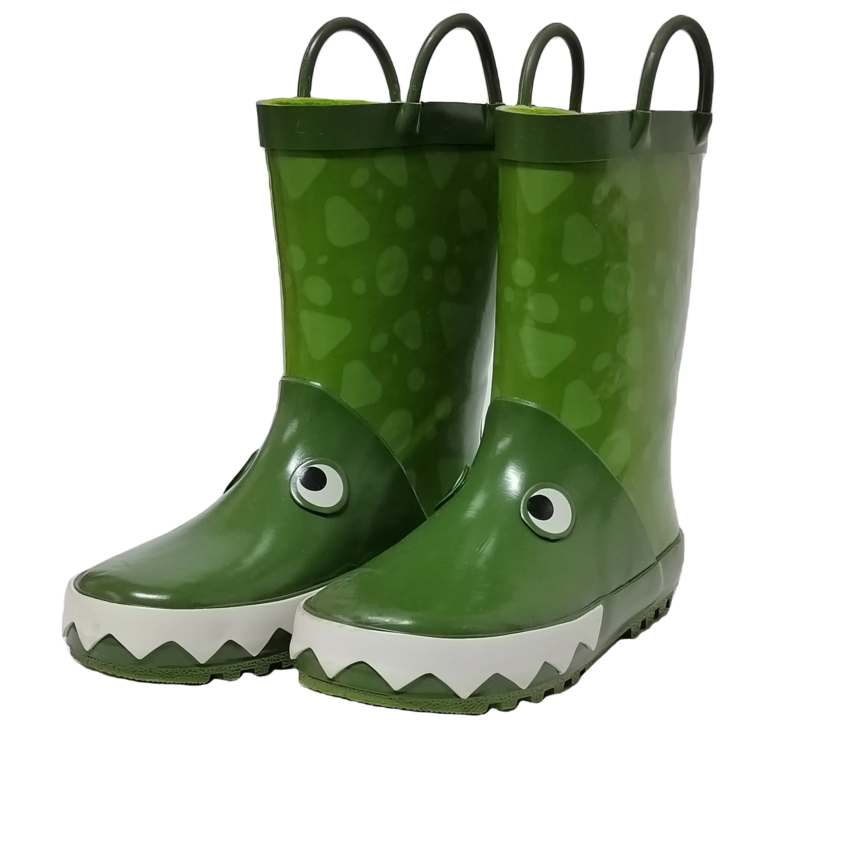 factory customized 3D crocodile  printed fleece lining  100% waterproof rubber rain boots for children