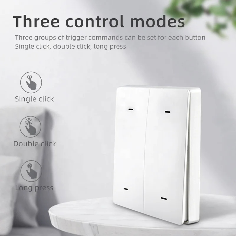 tuya smart APP zigbee switch 4gang Free to install double click Battery life  scene switch