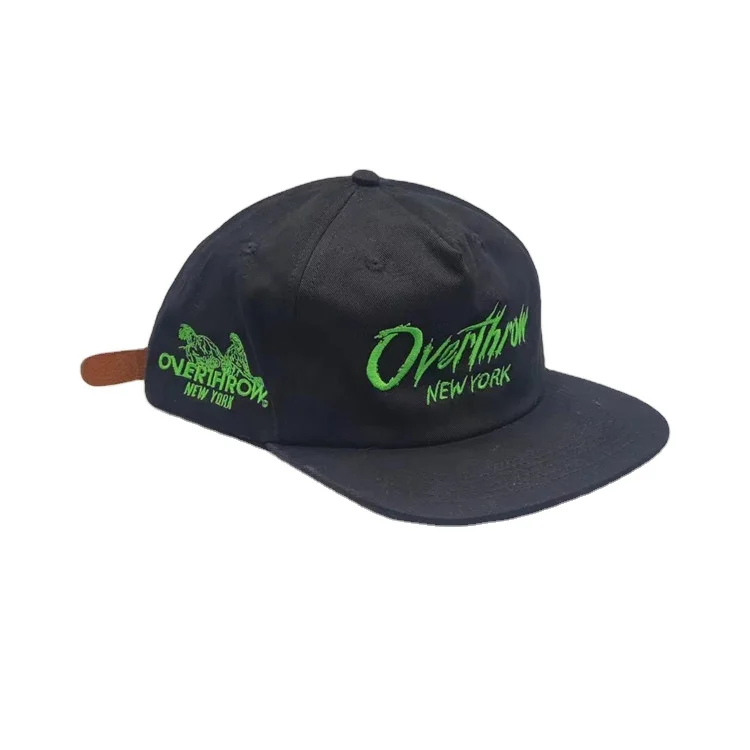 custom vintage logo embroidery snapback cap leather strap men hats