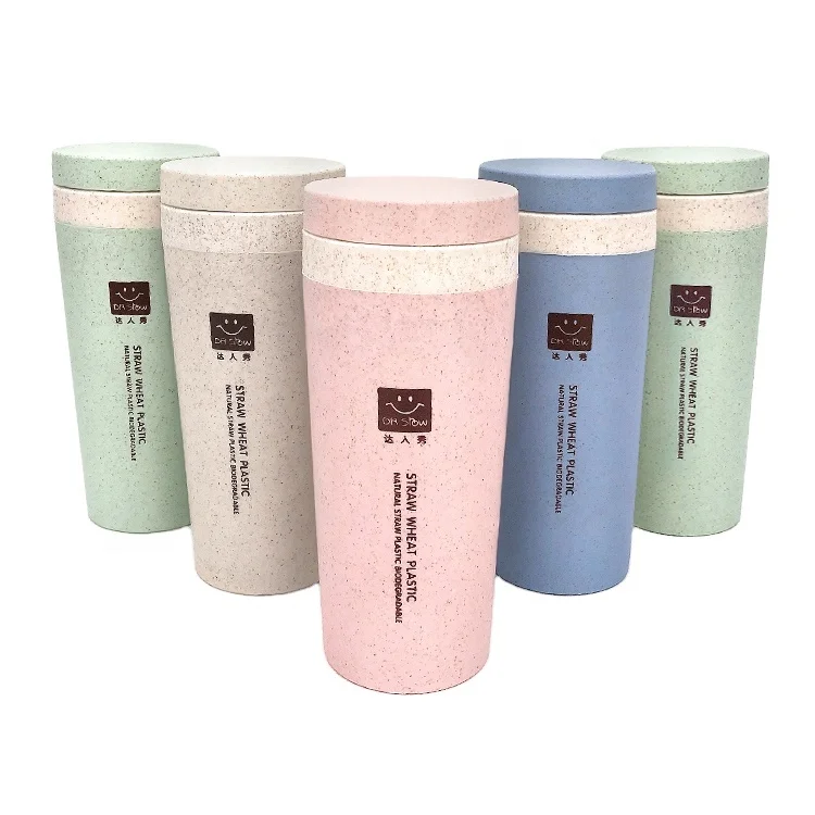 Custom Eco Friendly 300ml Biodegradable Plastic Wheat Straw Fiber Water Bottle