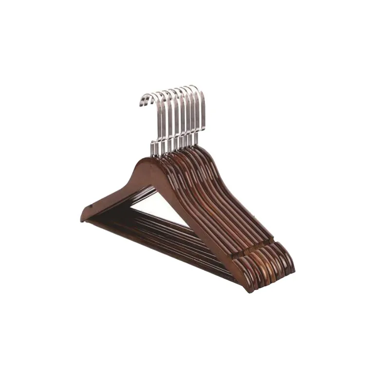 Solid Maple Wood Clothes Hanger Maple High-grade Raw Wooden Clothes Pants Set Hanger with Clips