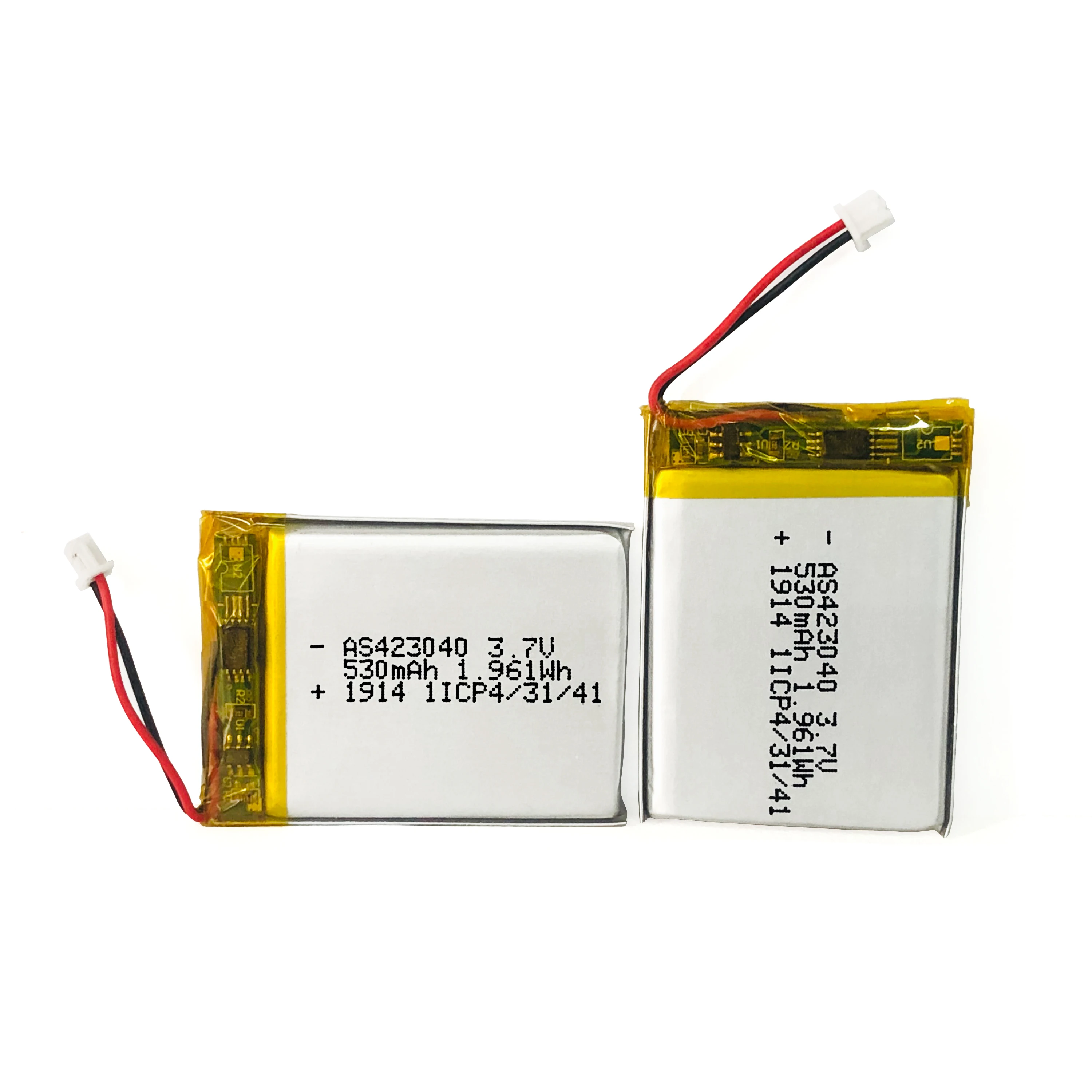 UL1642/UL2054/Un38.3/Wercs/CE Rechargeable 423040 3.7V 530mAh Lithium Polymer Battery