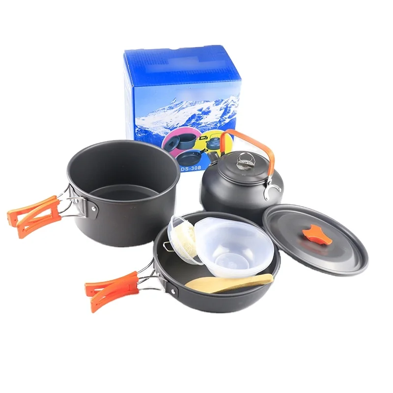 Camping cookware set Portable tableware set pot kettle explosive outdoor wholesale factory wholesale stock