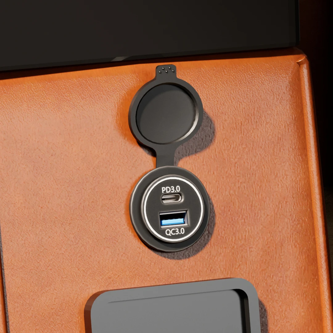 Universal Car Refitted Cargador Usb 24V Embedded Usb Charger Port 12V-24V Dual Usb Pd Qc3.0 Outlet Socket Flush Mount Plug