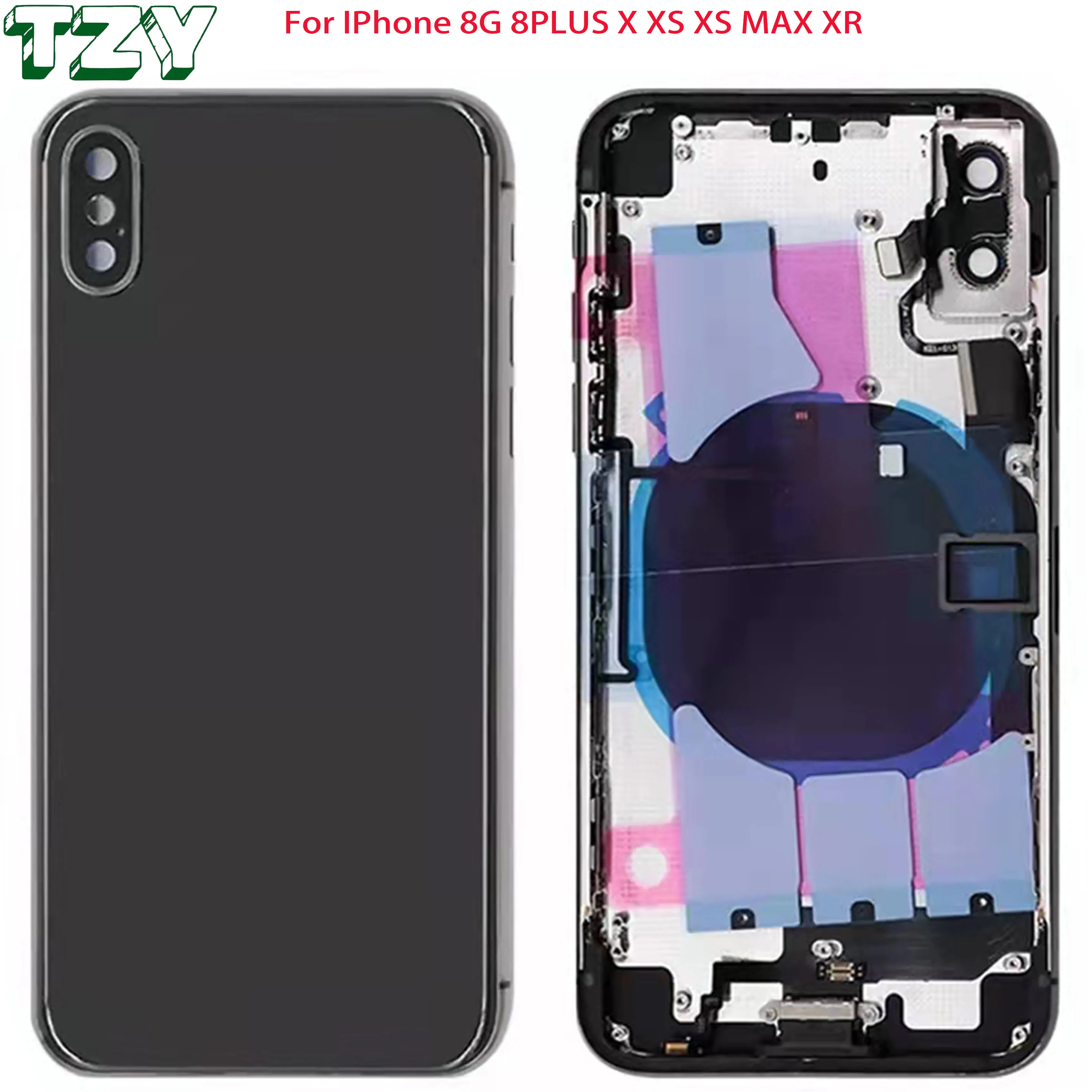 Back Housing With Logo Squarish Housing For iPhone XS MAX 11 PRO 8 PLUS 13 PRO MAX Back Rear Cover Battery Housing