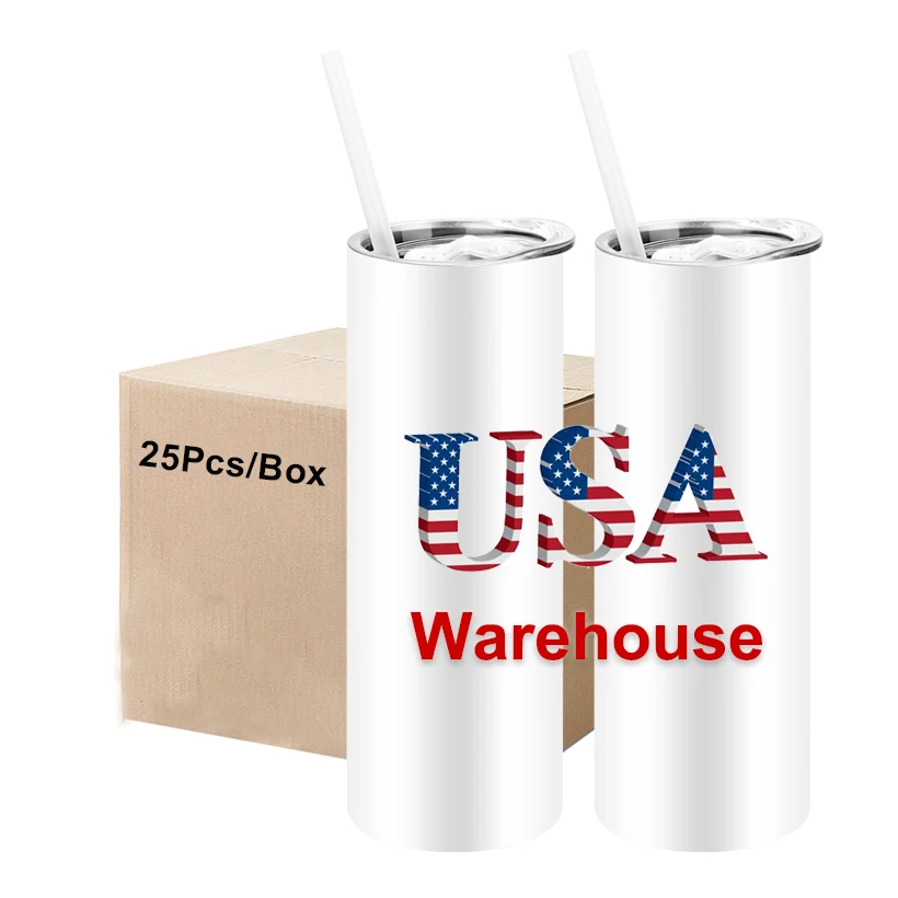 USA Warehouse  free shipping stocked 20oz 30 oz Stainless Steel Straight White Blanks Sublimation  Vacuum Insulated Tumblers Mug