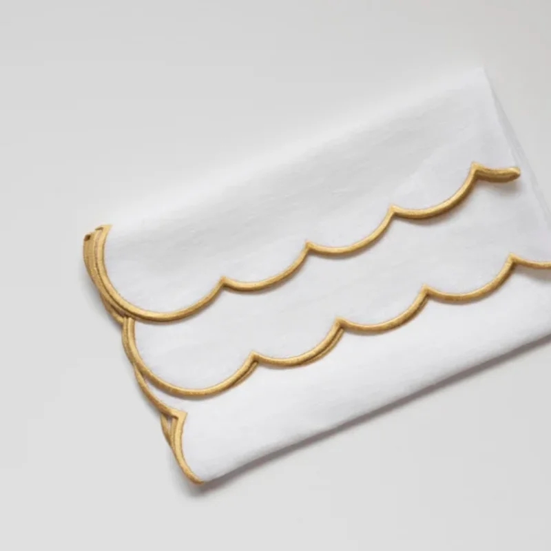 LY-Handmade Crepe Style Napkins 100% Linen Black Dinner Table Napkins for Home Airplane Dining Use