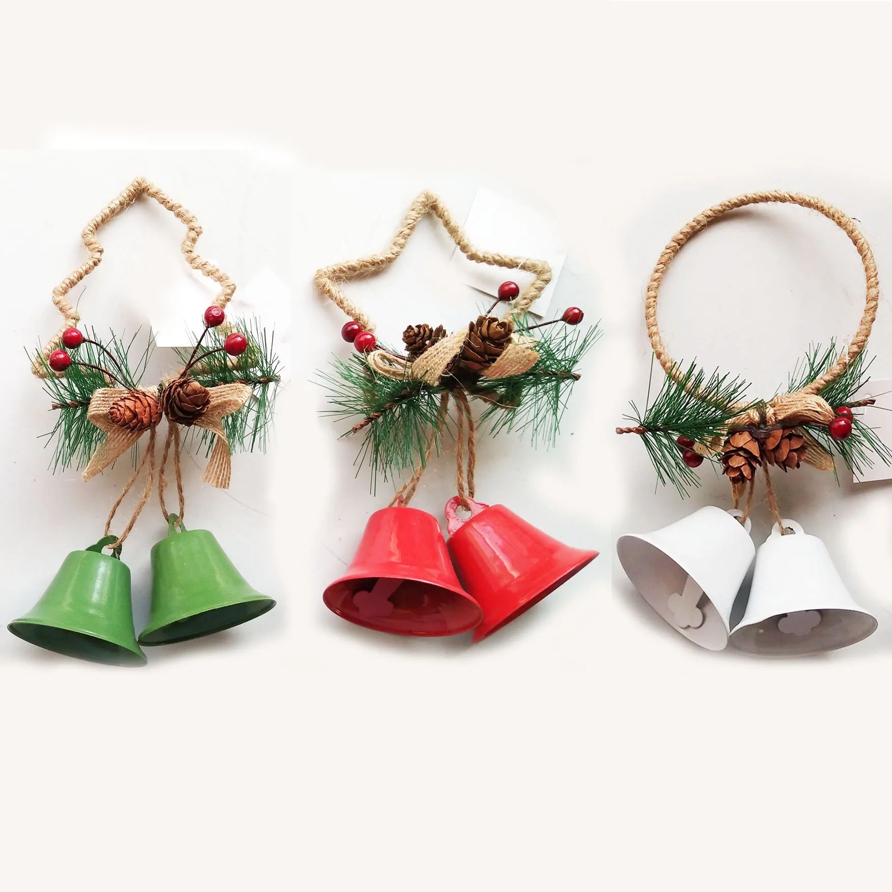 Set of 3pcs star shape iron christmas bells Pendant metal crafts christmas decoration holiday party decorative gift