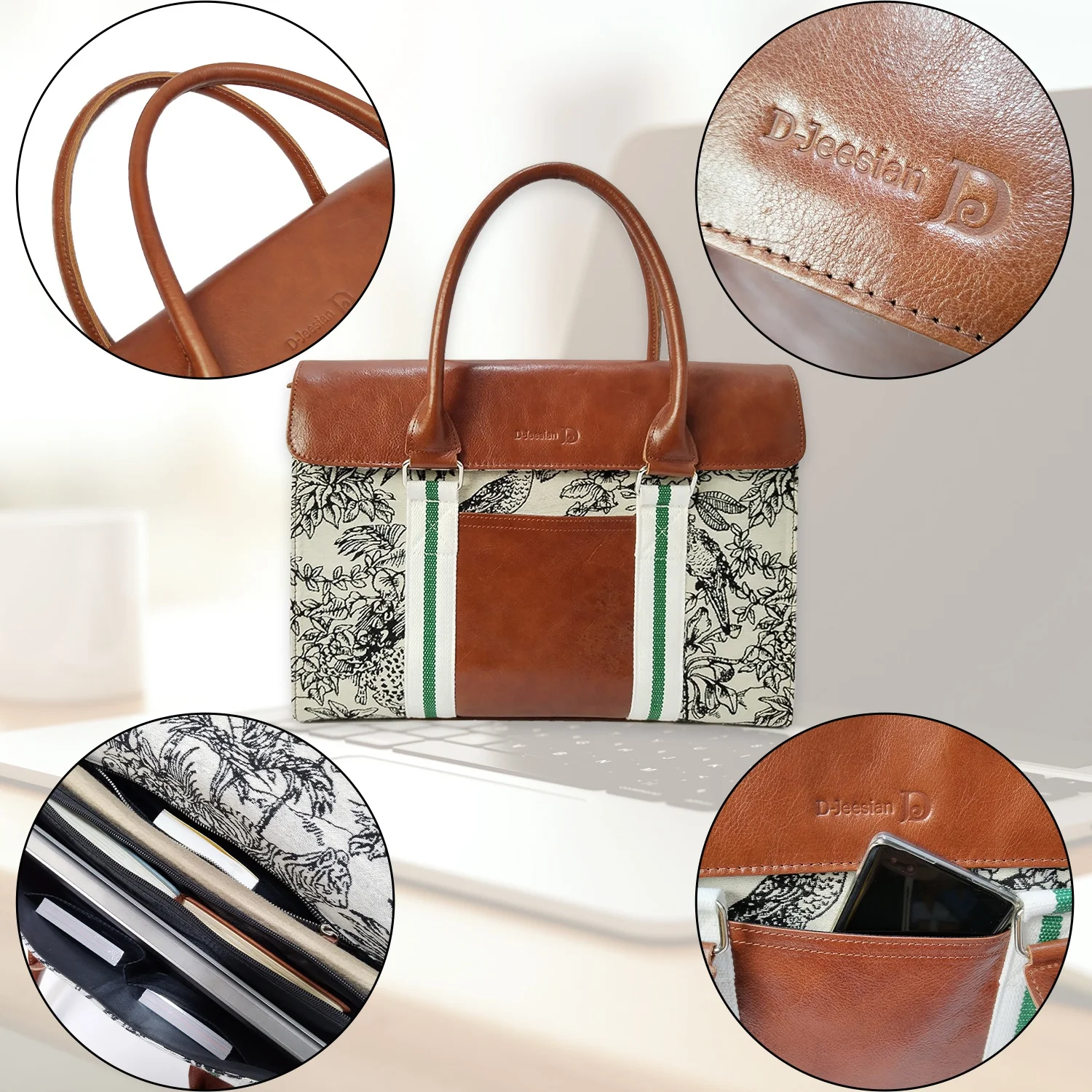 Дорожная сумка для ноутбука из натуральной кожи премиум-класса, китайские жаккардовые парусиновые деловые сумки, кожаный мессенджер