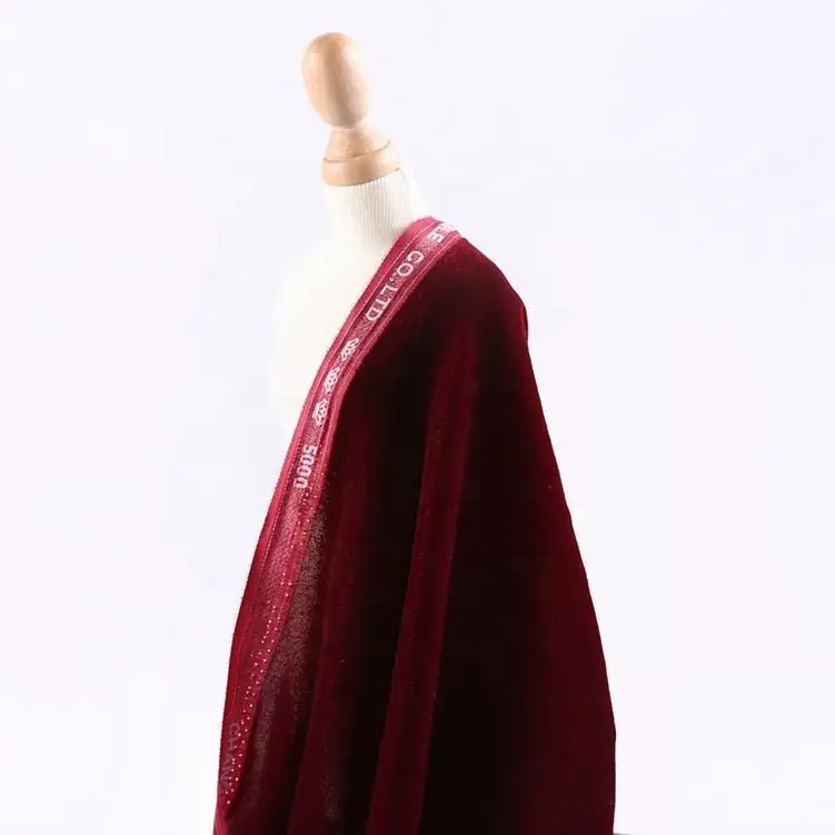 Custom 100 polyester dyed women dress woven sparkly korea velvet 5000 fabric for abaya clothing