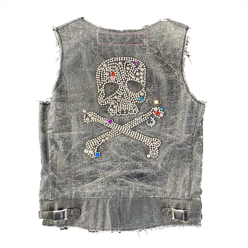 DiZNEW 2023 New Fashion Skull Retro Vest For Men Customized High quality Mens Vest
