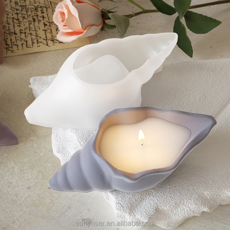 Early Riser DIY Resin Conch Storage Box Table Aromatherapy Candle Cup Gypsum Flower Pot Flower Silicone Mould