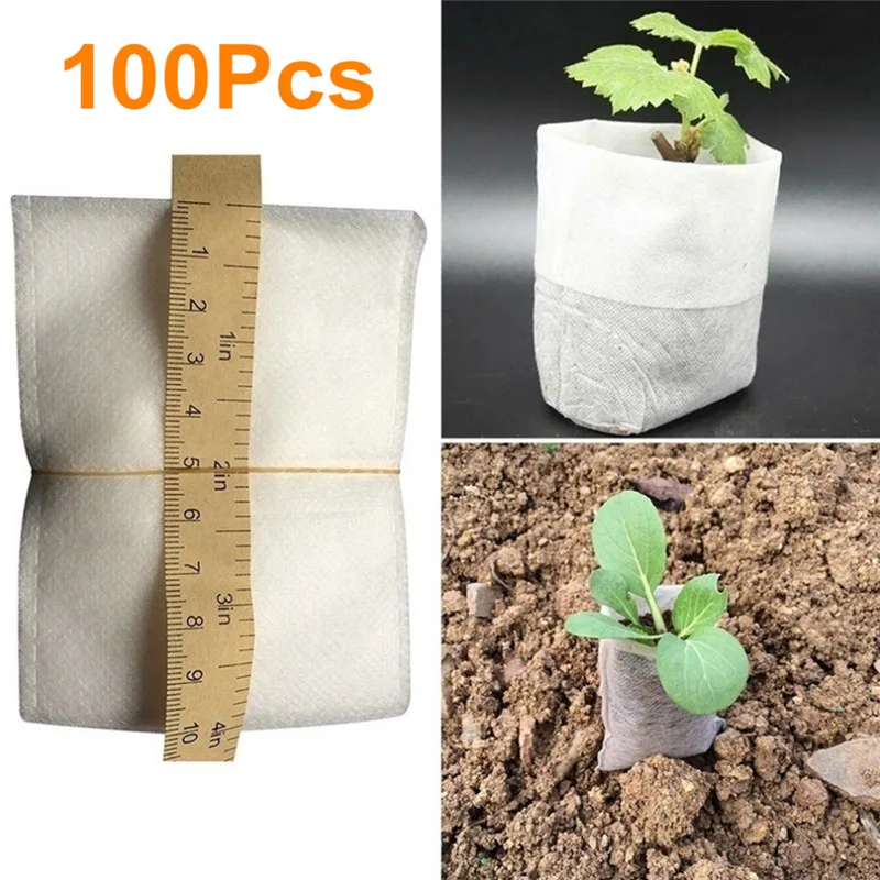 MZL 100 Pcs/Bag Non-Woven Seedling Bag Plant Growing Bag Nutrition Gardening Supplies 8*10 Cm