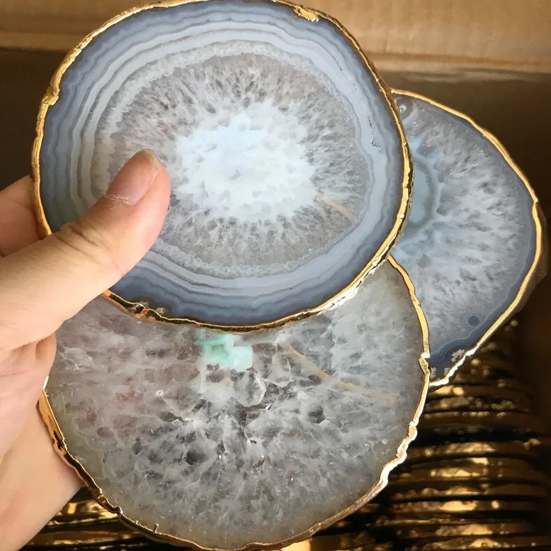 Healing Crystals Collection Agate Slices Geode Stones Coasters Irregular Home Decoration Natural Europe for Display BR Original