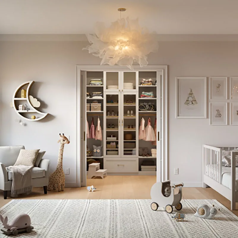 Modern Furniture Set Recessed Solid Wood Cabinets Wall Built-in Design Bedroom Wardrobe for Clothes