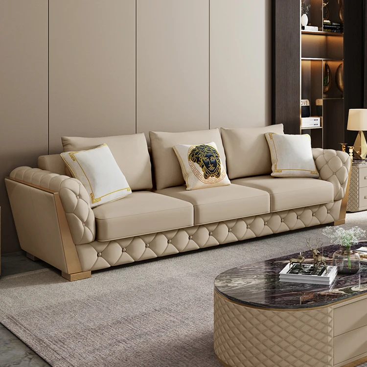 new luxury design Modern Chesterfield Sofa living room sofa set furniture living room leather  sofa 3 seater