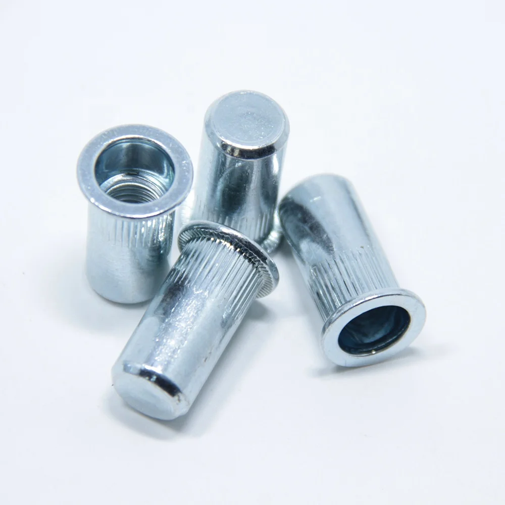 Carbon Steel With Zinc Plating Flat Head Round Knurlead Body Closed End Blind Rivet Nuts