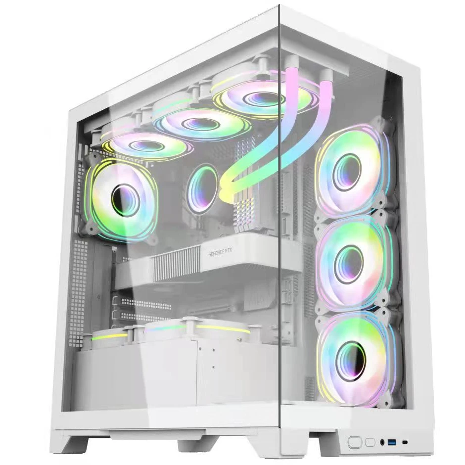 Powercase Oem Tempered Glass Atx Smart Case Desktop Cabinet Pc Computer Gaming Pc Case Rgb Fans Computer Cases & Towers
