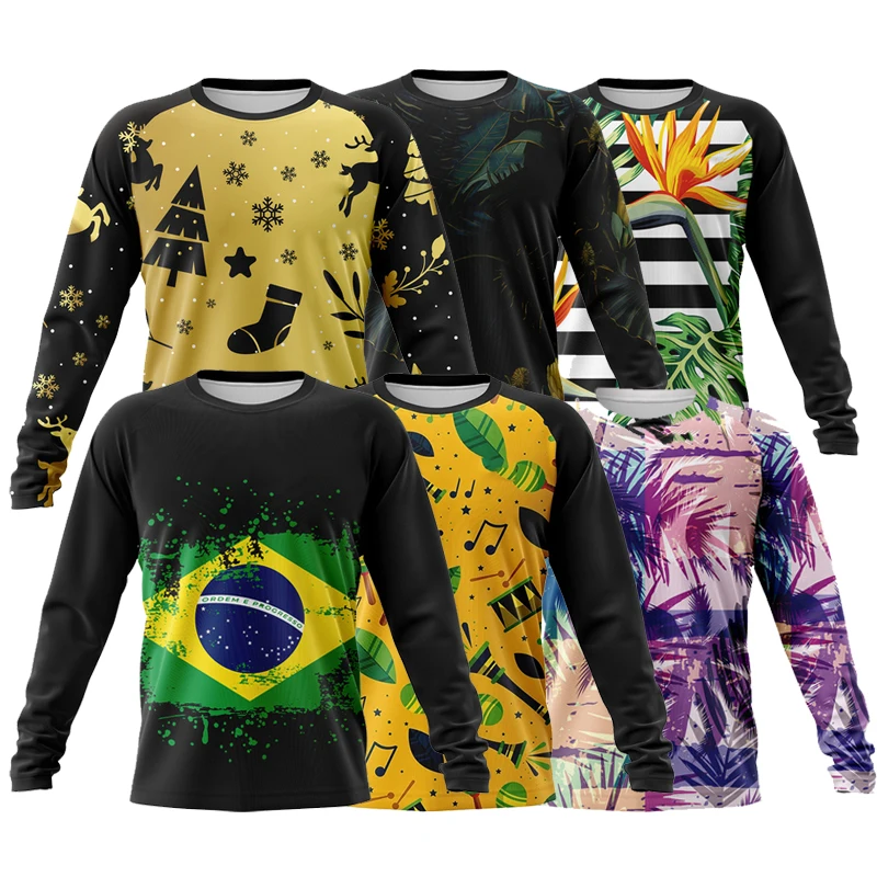 Custom Downhill Cycling Jerseys Quick Dry Long Sleeve MTB Jersey Wholesale Price Mountain Bike Jersey For Men