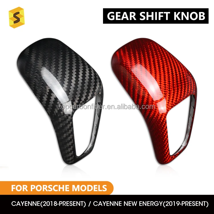 ES Automatic Shift Knob Carbon Fiber Cover For Porsche Cayenne 2018 for now Interior Accessories Car Decoration