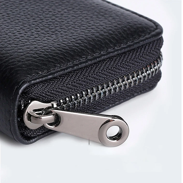custom logo printed mens womens ladies short leather smart multicard  card holder rfid zipper wallet