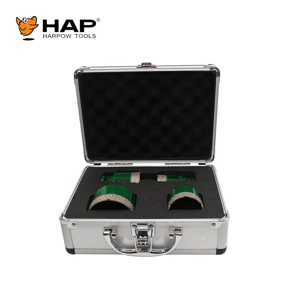 Hole Drilling Kit 4PCS Diamond Core Drill Bit Kit In Aluminium Case For Brick Wall Asphalt Reinforced Concrete