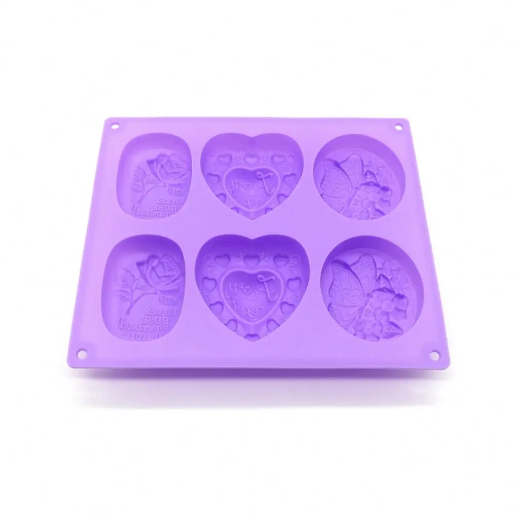 HY Wholesale Flower Oval soap making mold Food Grade 6 Cavities DIY Homemade 3D Rose custom soap mold