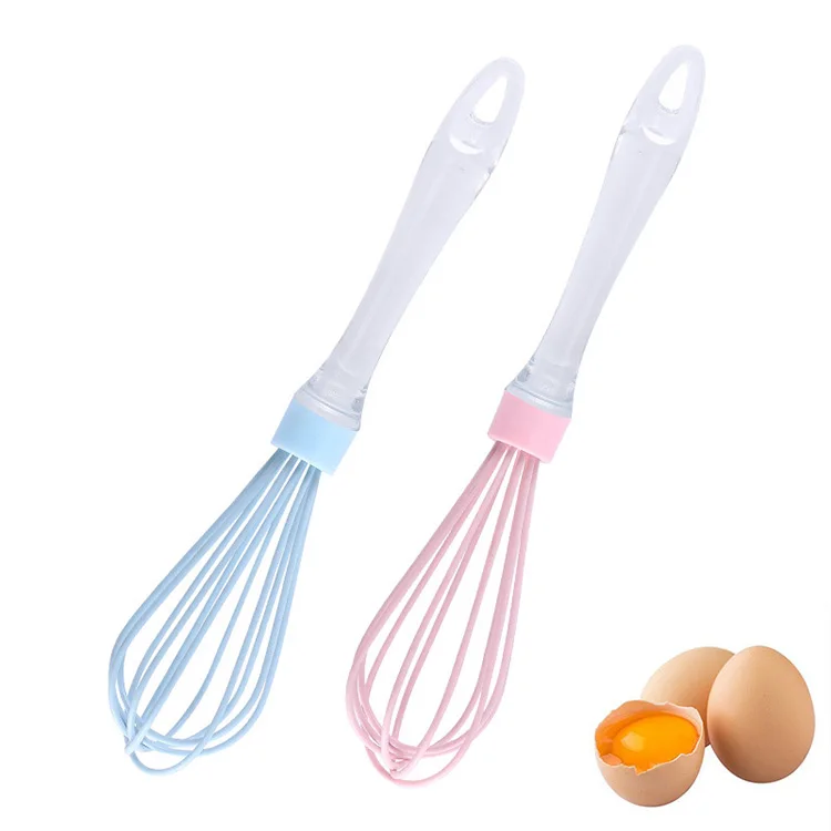 China Factory OEM Cheap Plastic Handle Manual Balloon Beater Silicone Egg Whisk for Promotion Gift