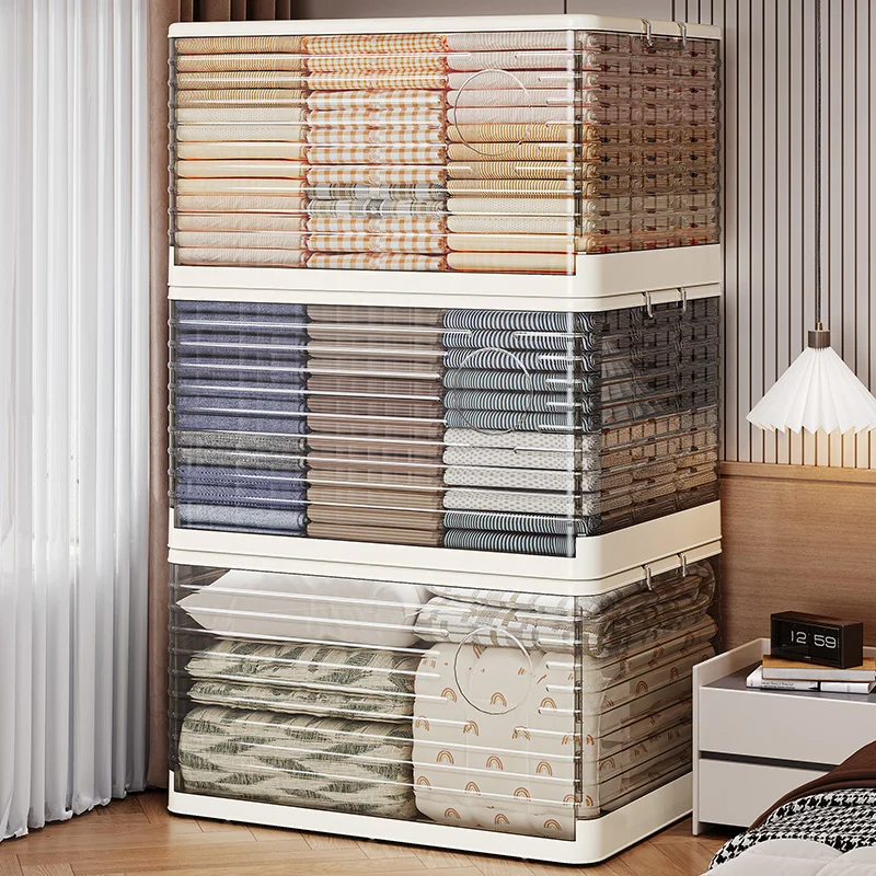 Rmier Transparent Plastic Large Capacity Foldable Storage Locker Multifunctional Office/Bathroom/Clothes/Toys etc. Storage