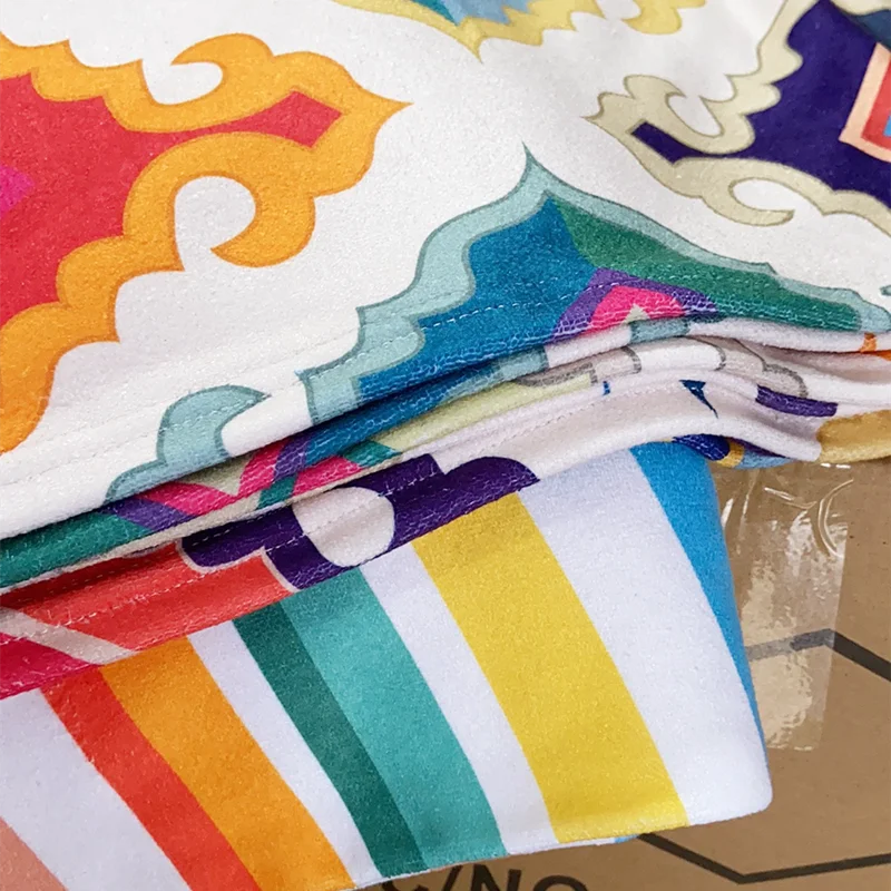 Factory OEM Custom Personalized Logo digital Printed 100% Cotton Fabric Rectangle Large Oversized Terry Cotton Beach Towel