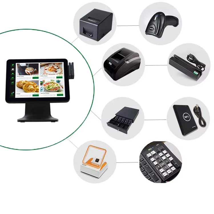 All In One Supermarket Pos Systems Dual Screen 15.6 Windows Pos Machines Pointing Information System