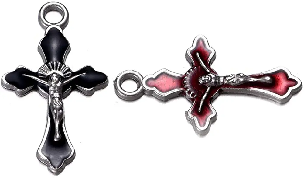 80pcs Mixed Antique Enamel Cross Charms Craft Supplies Pendants Beads Charms Pendants for Crafting Jewelry Bracelet 31mmx17mm