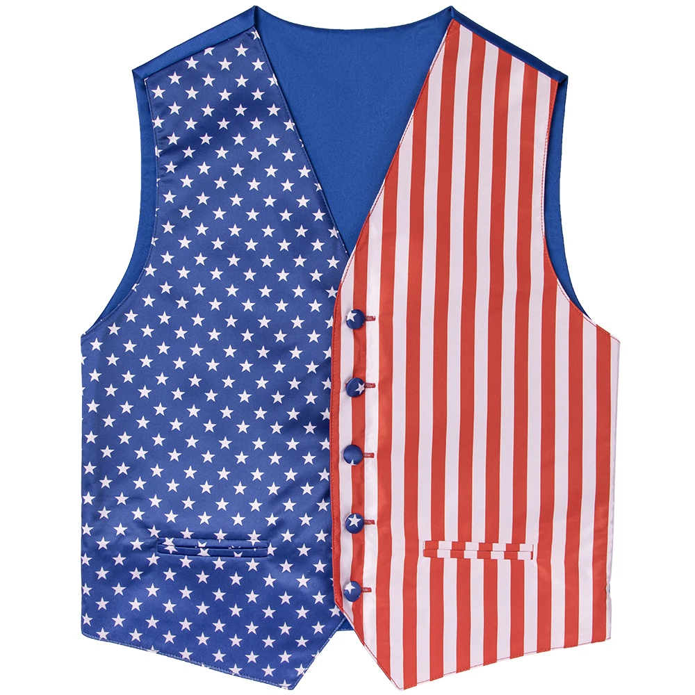 Mens American Flag Stars & Stripes Reversible Self Butterfly Bow Tie Silk feeling Printed Self tie bow tie for 4th of July