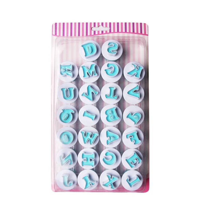 BPA Free Cake Decorating Tools Reusable Letter Cutters and Number set Embosser Fondant Alphabet Cutter